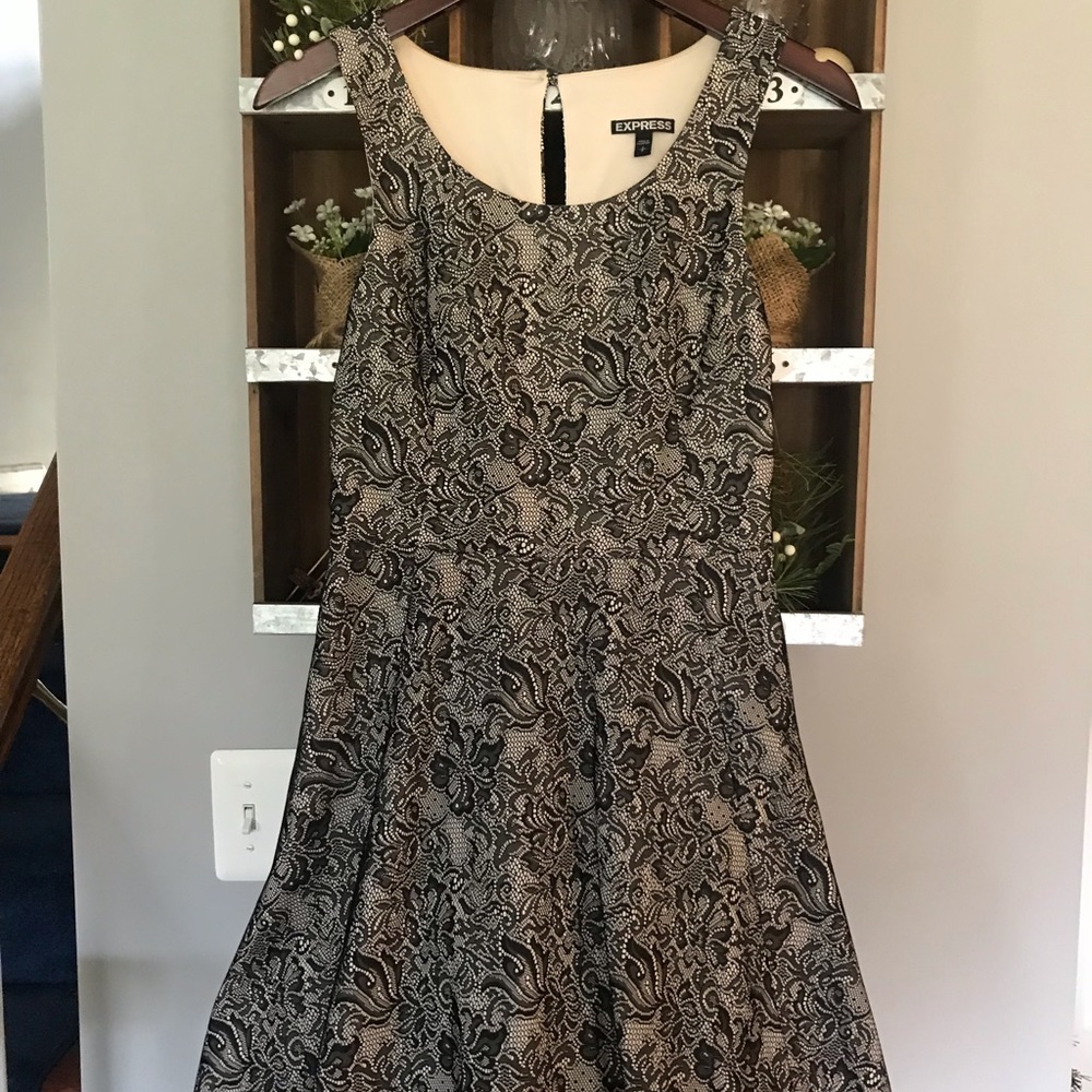 Express lace pattern mini dress